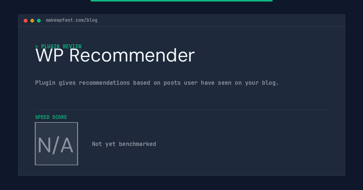 WP Recommender - MakeWPFast