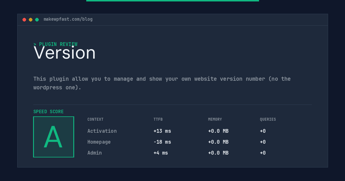Version - MakeWPFast