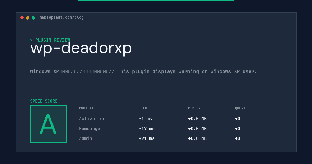 wp-deadorxp - MakeWPFast