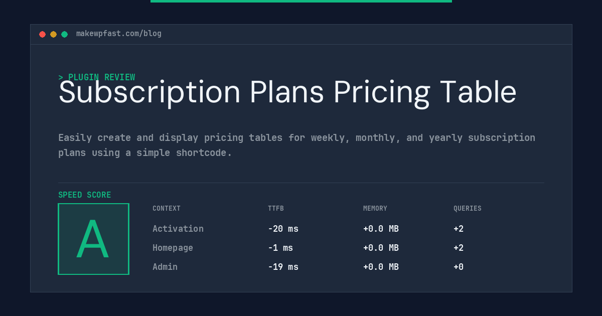 Subscription Plans Pricing Table - MakeWPFast