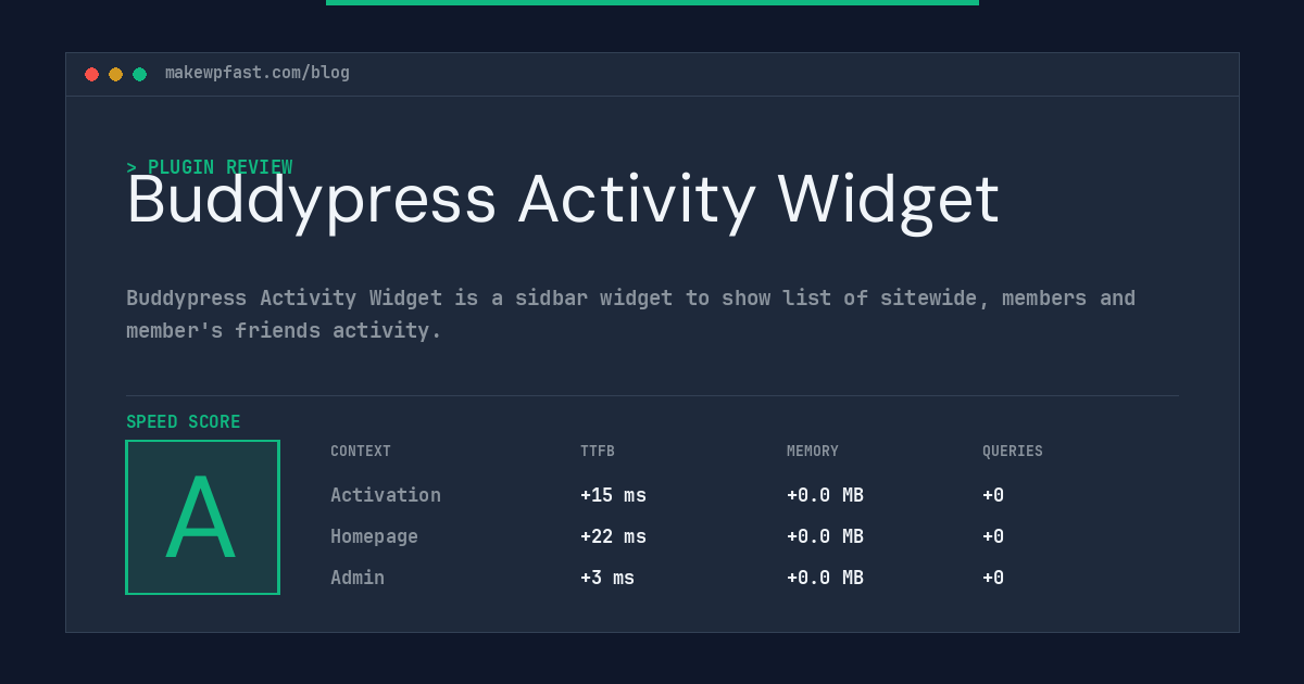 Buddypress Activity Widget - MakeWPFast