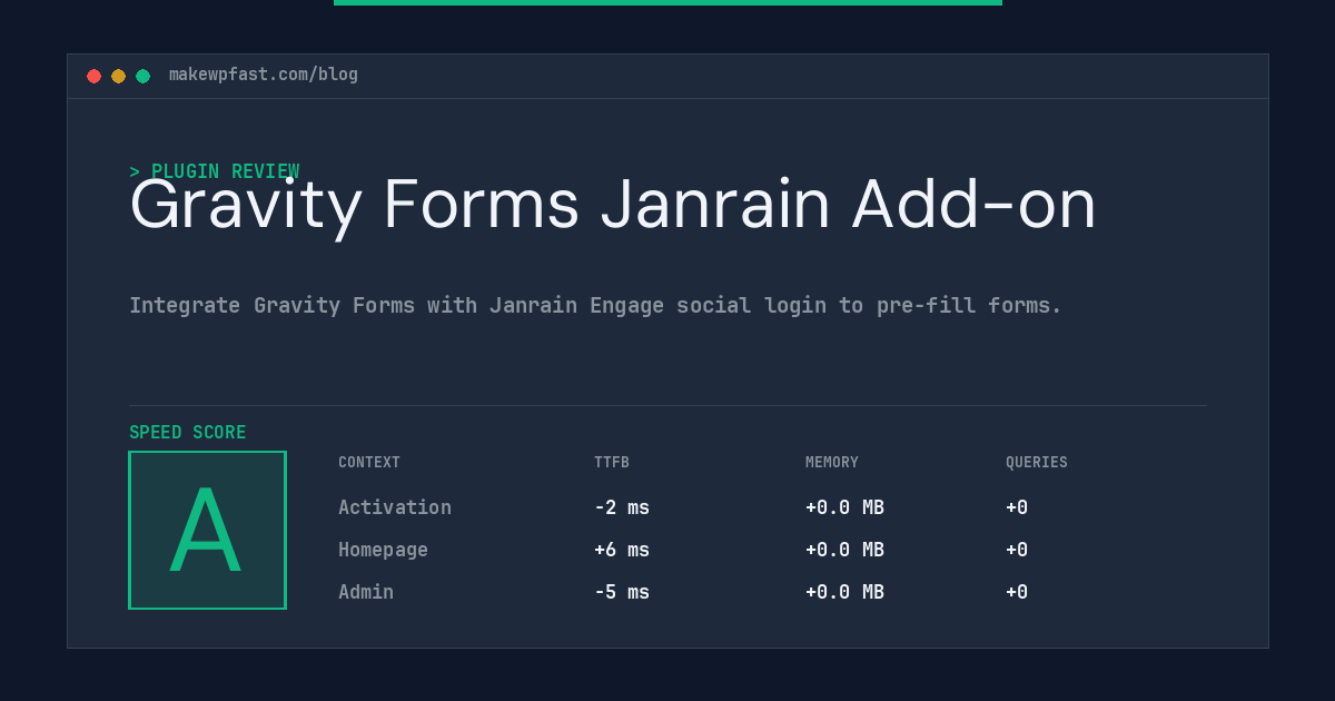 Gravity Forms Janrain Add-on - MakeWPFast
