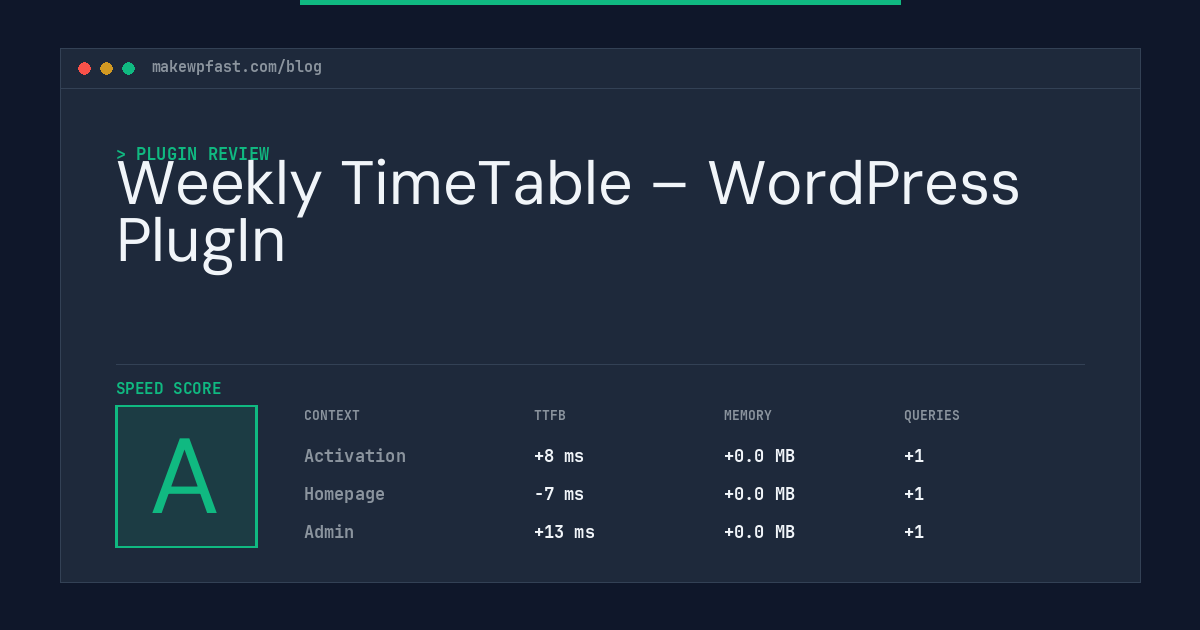 Weekly TimeTable – WordPress PlugIn - MakeWPFast