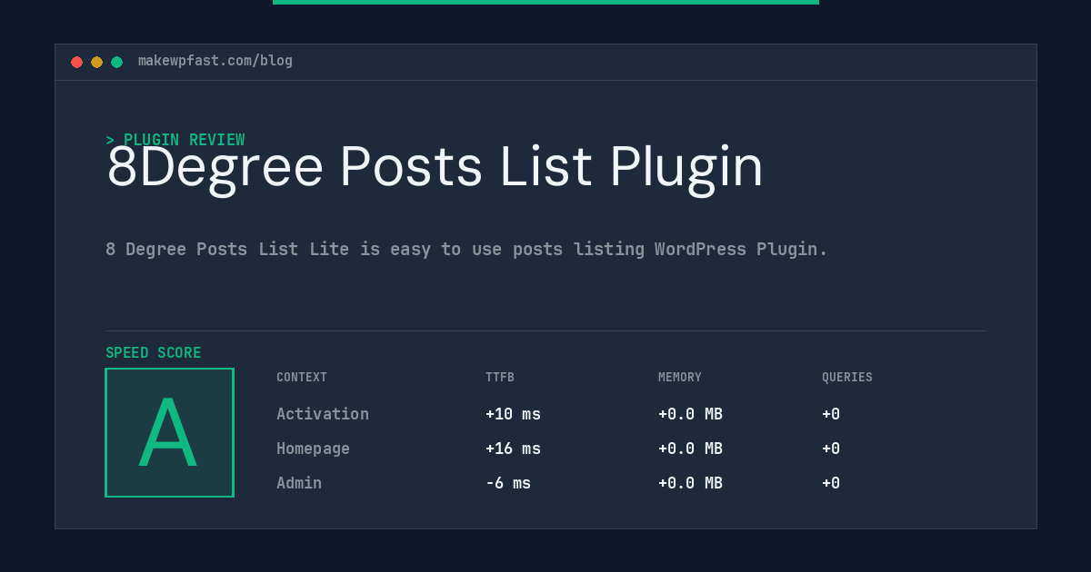 8Degree Posts List Plugin - MakeWPFast