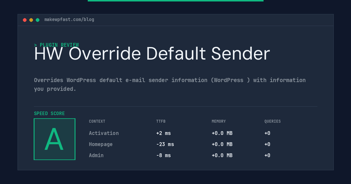 HW Override Default Sender - MakeWPFast