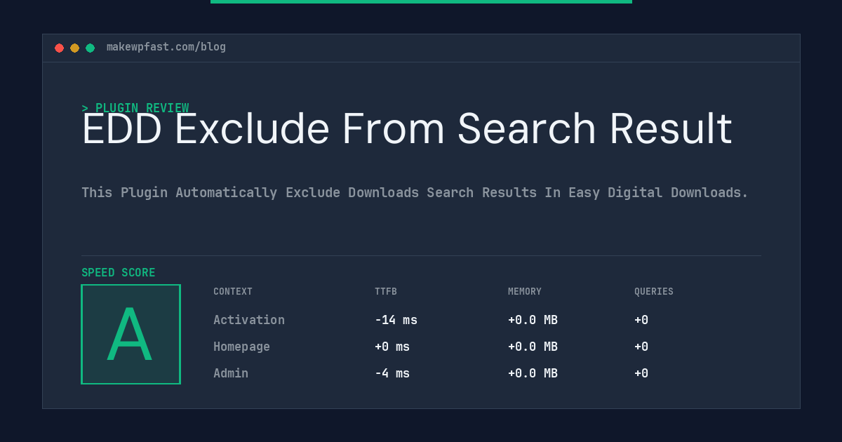 EDD Exclude From Search Result - MakeWPFast