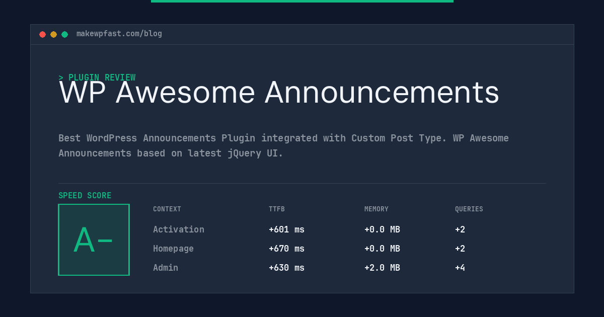 WP Awesome Announcements - MakeWPFast