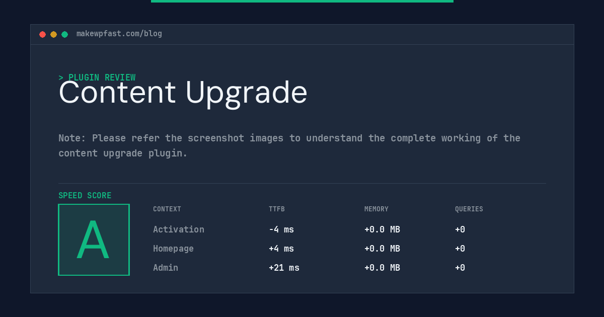 Content Upgrade - MakeWPFast