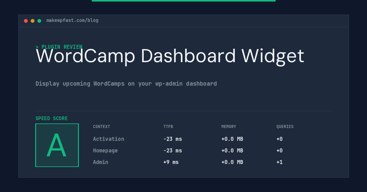 WordCamp Dashboard Widget - MakeWPFast