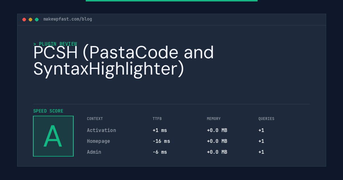 PCSH (PastaCode and SyntaxHighlighter) - MakeWPFast