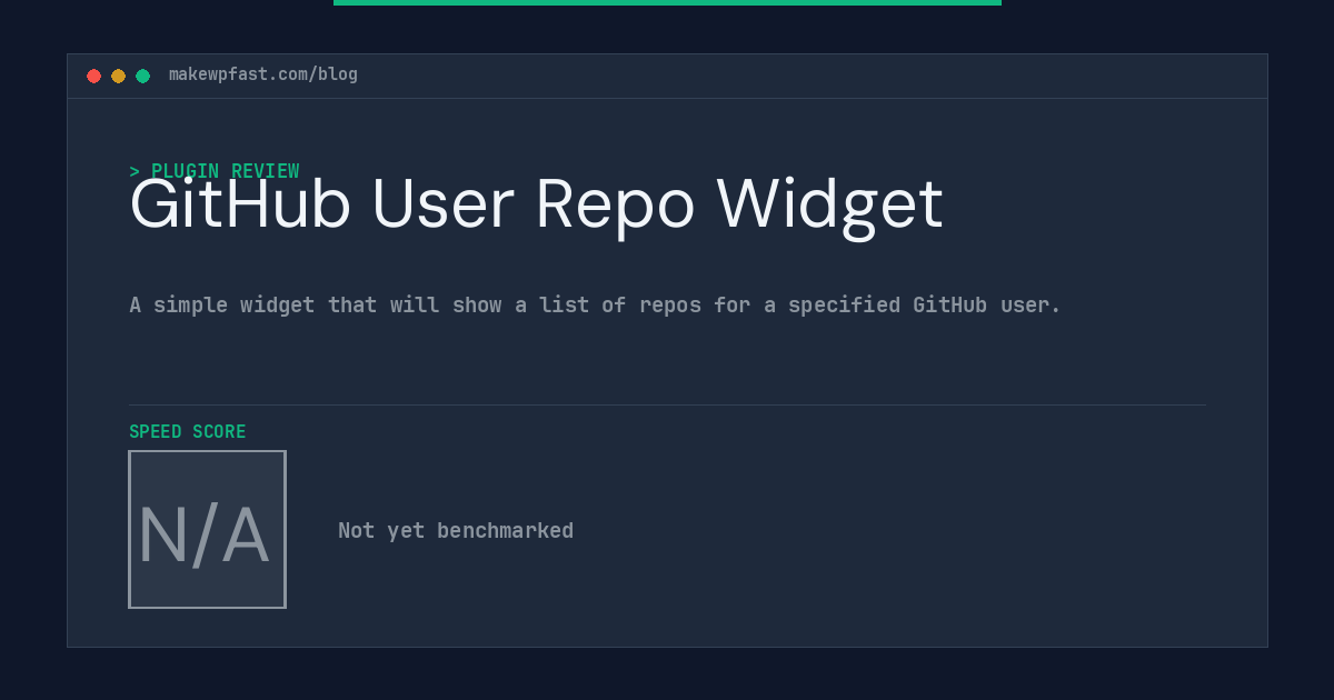 GitHub User Repo Widget - MakeWPFast