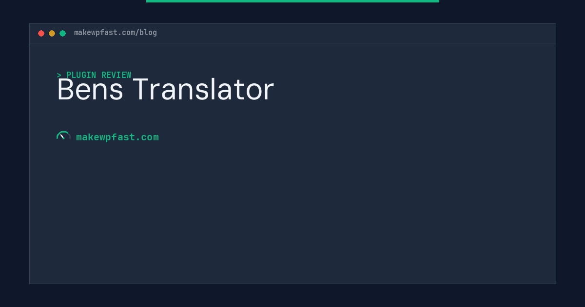 Bens Translator - MakeWPFast