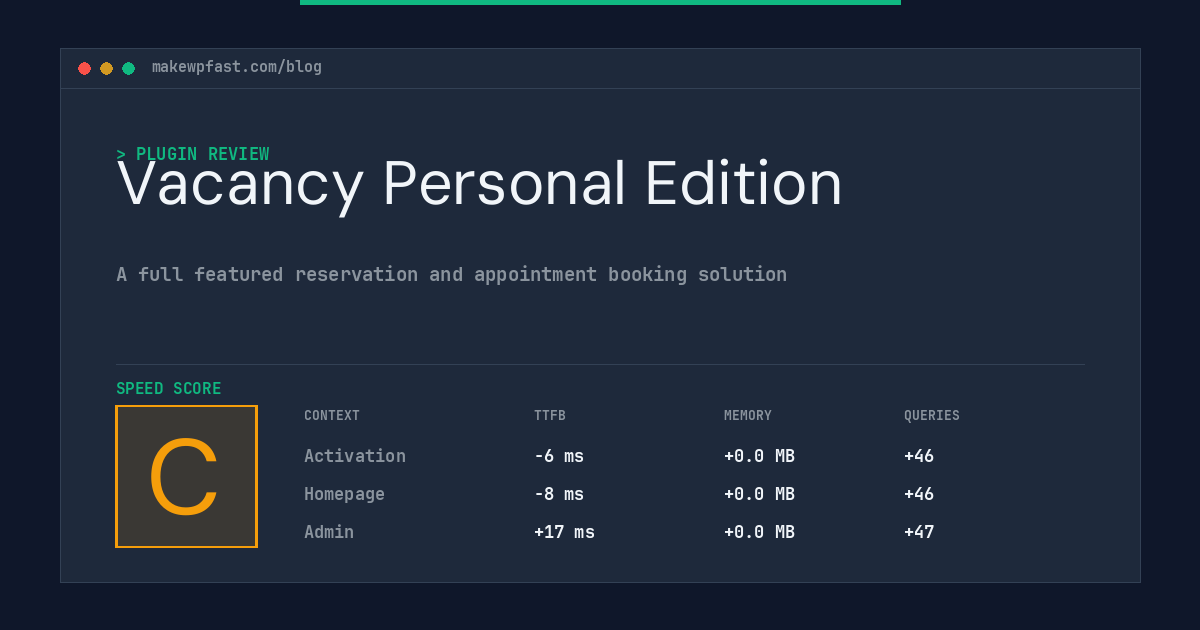 Vacancy Personal Edition - MakeWPFast