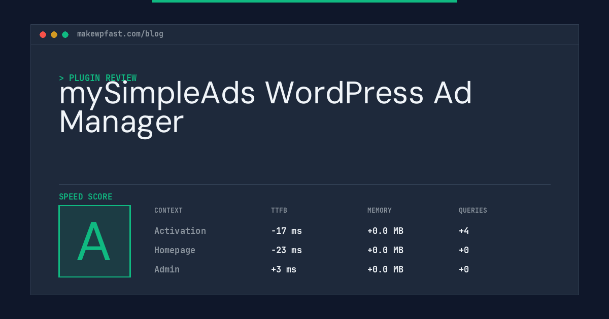 mySimpleAds WordPress Ad Manager - MakeWPFast