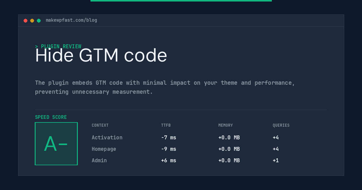 Hide GTM code - MakeWPFast