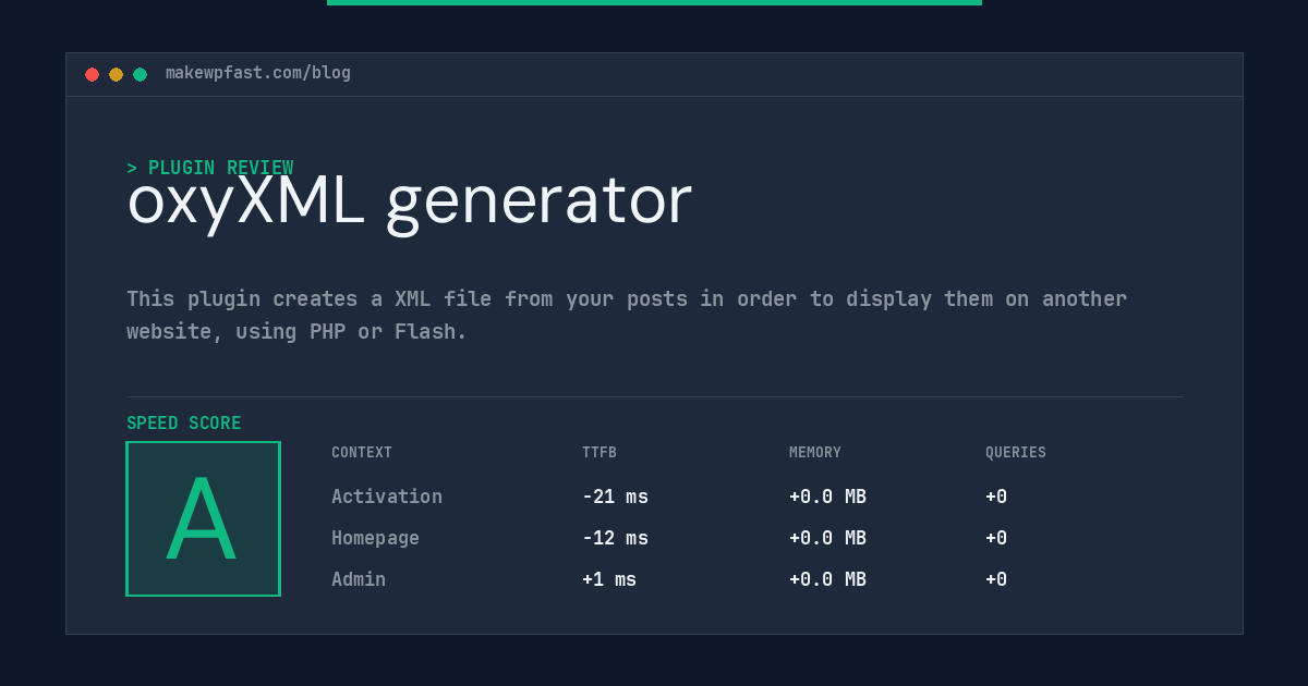 oxyXML generator - MakeWPFast