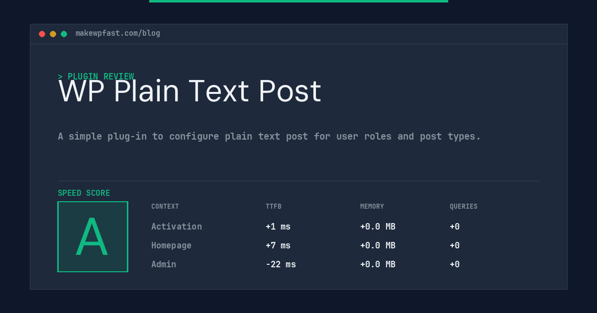 WP Plain Text Post - MakeWPFast