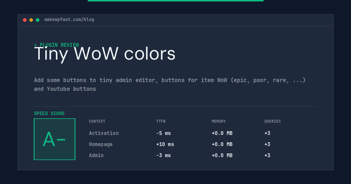 Tiny WoW colors - MakeWPFast