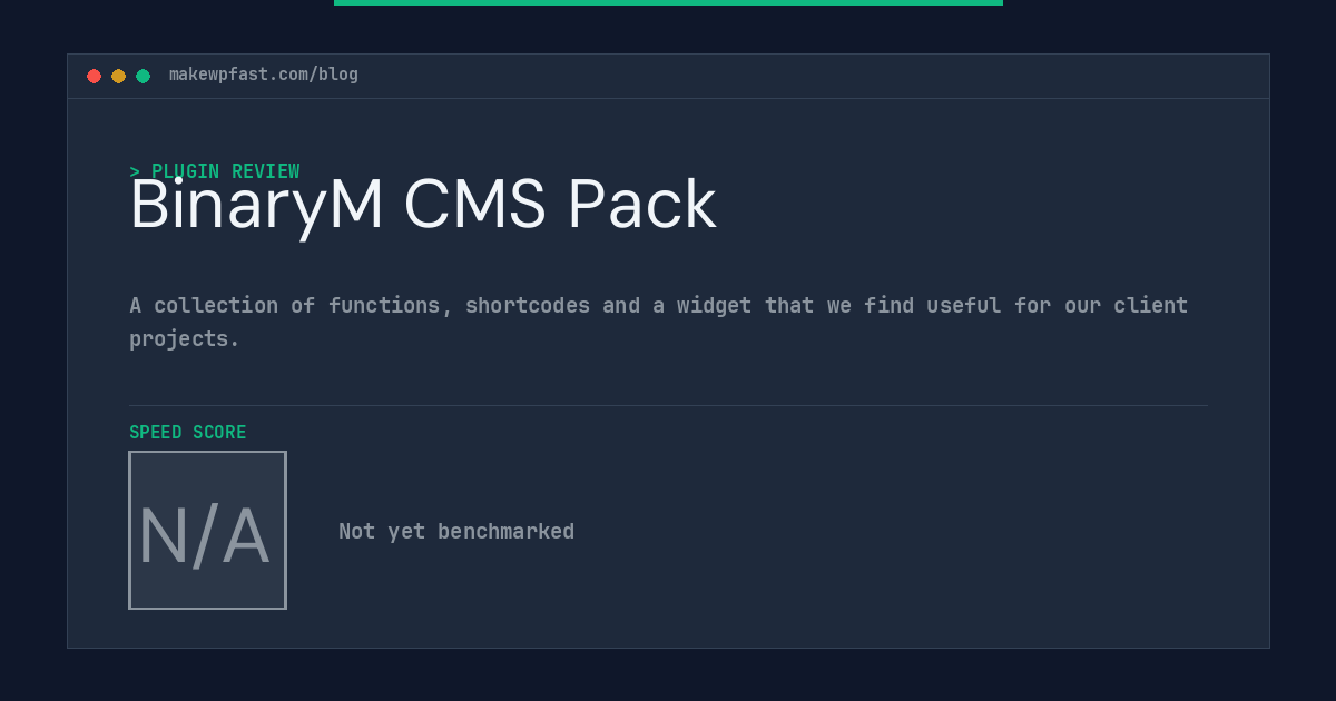BinaryM CMS Pack - MakeWPFast