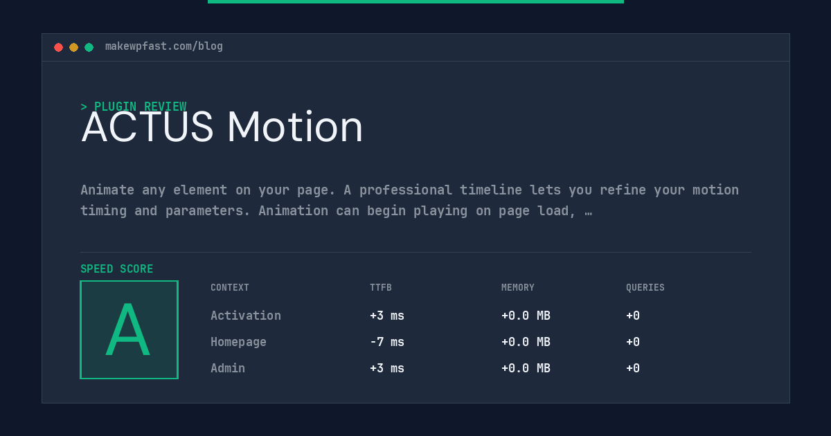 ACTUS Motion - MakeWPFast