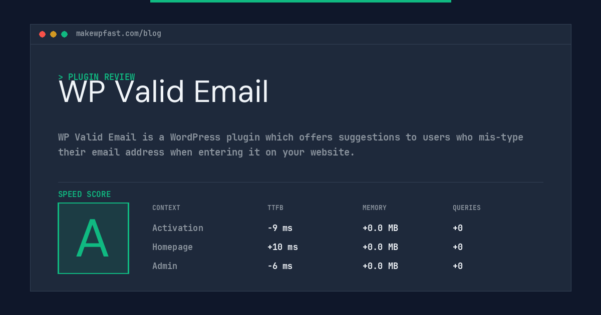 WP Valid Email - MakeWPFast
