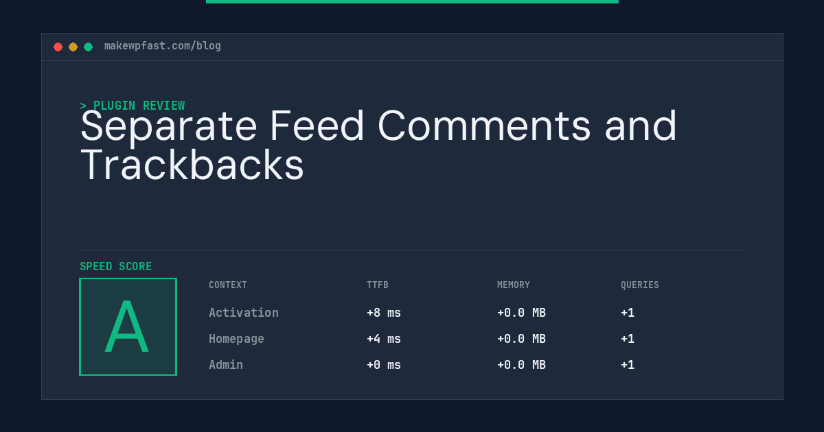 Separate Feed Comments and Trackbacks - MakeWPFast
