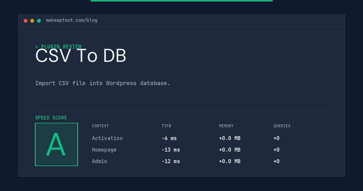 CSV To DB - MakeWPFast