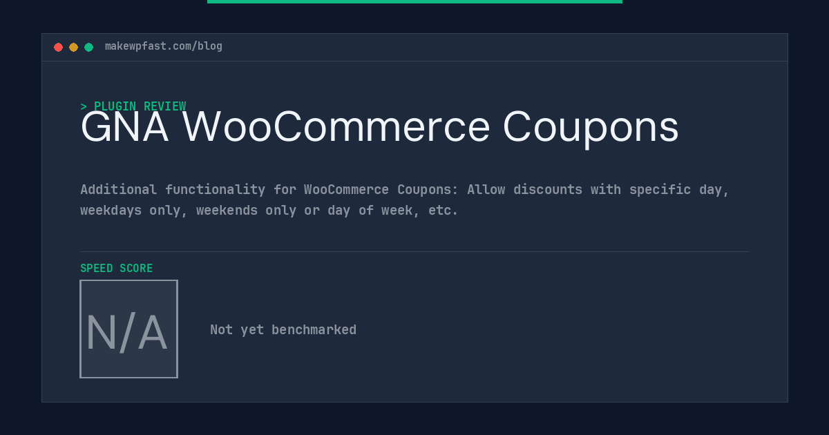 GNA WooCommerce Coupons - MakeWPFast