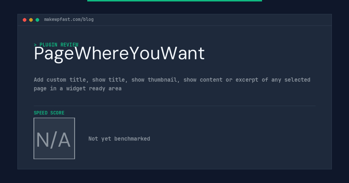 PageWhereYouWant - MakeWPFast