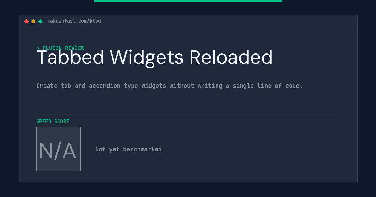 Tabbed Widgets Reloaded - MakeWPFast
