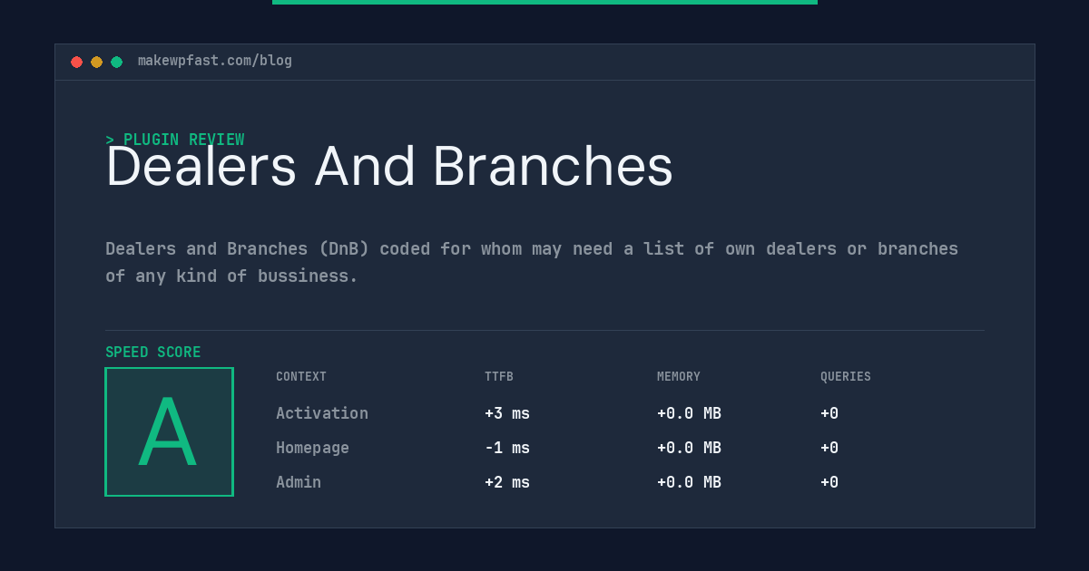 Dealers And Branches - MakeWPFast