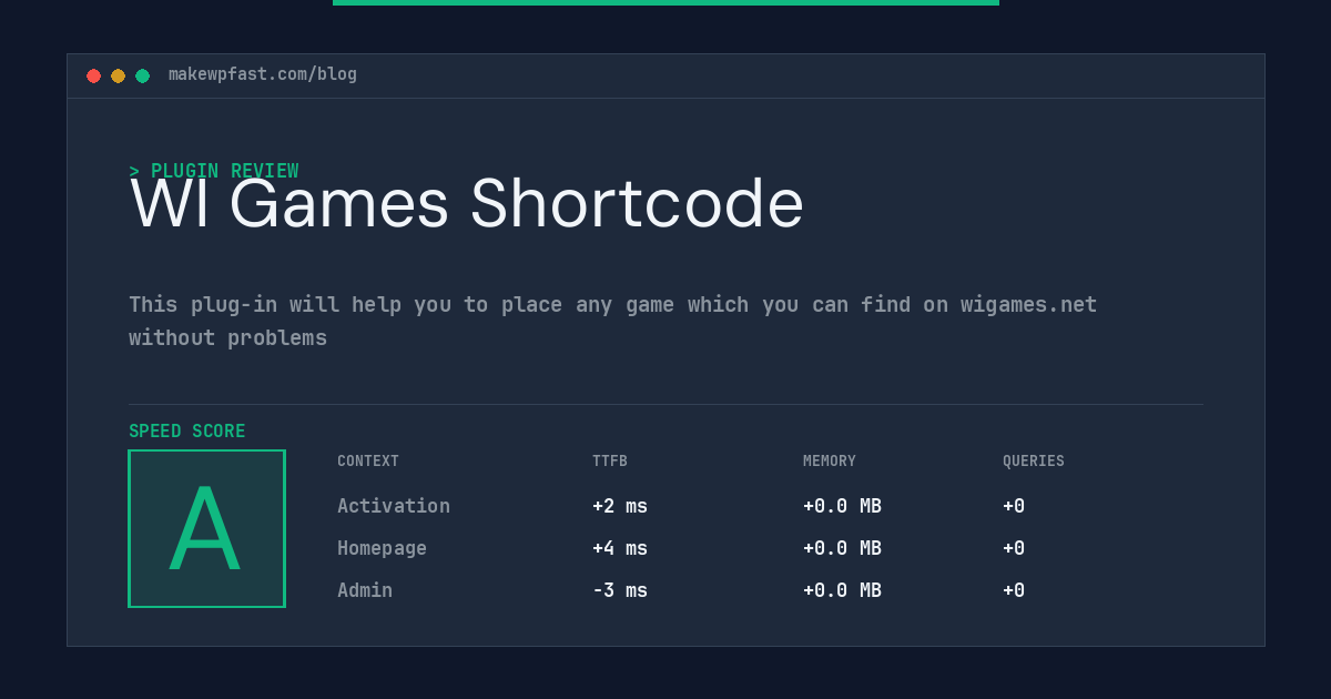 WI Games Shortcode - MakeWPFast