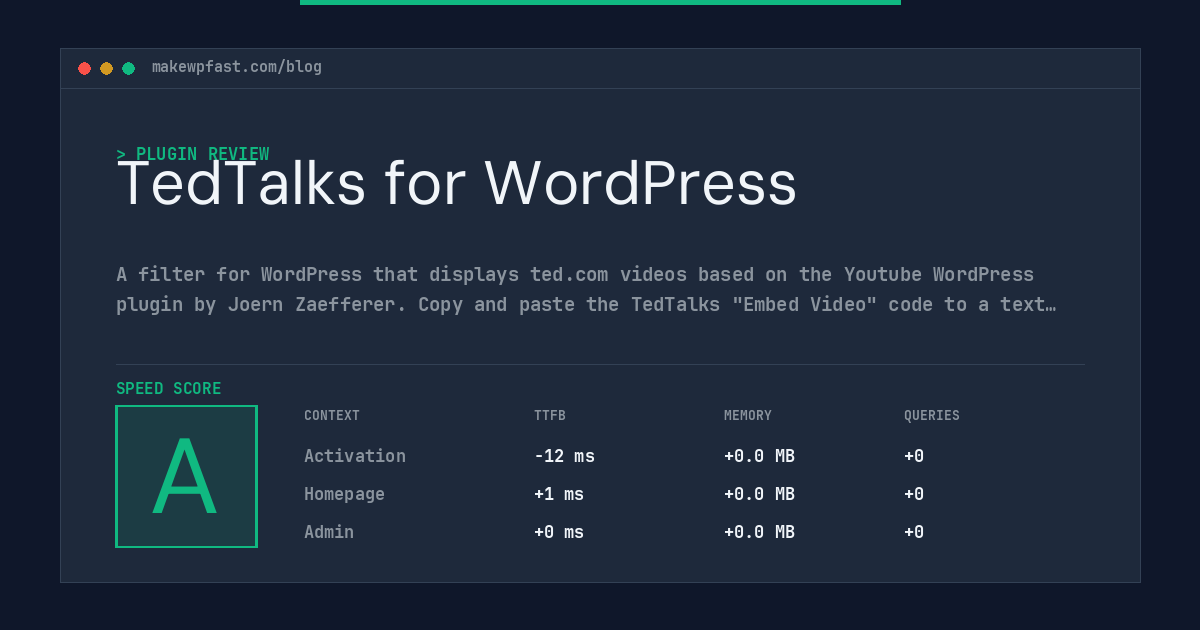 TedTalks for WordPress - MakeWPFast