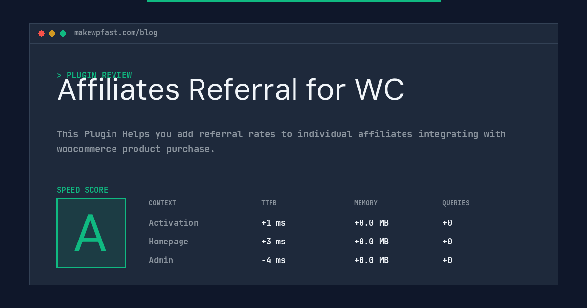 Affiliates Referral for WC - MakeWPFast