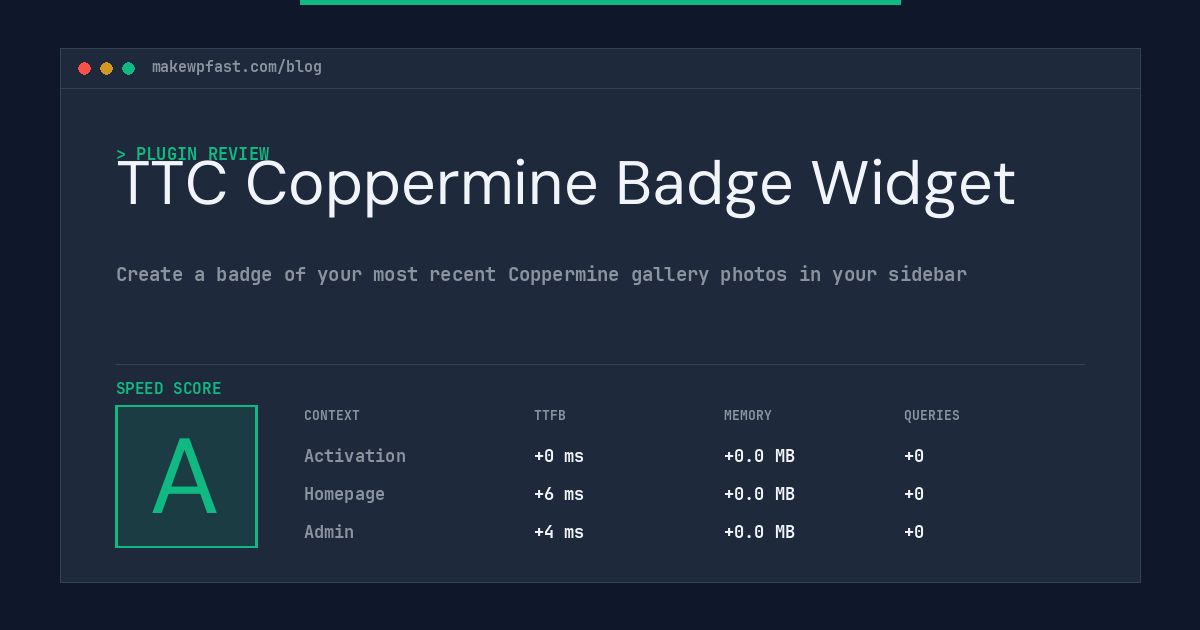 TTC Coppermine Badge Widget - MakeWPFast