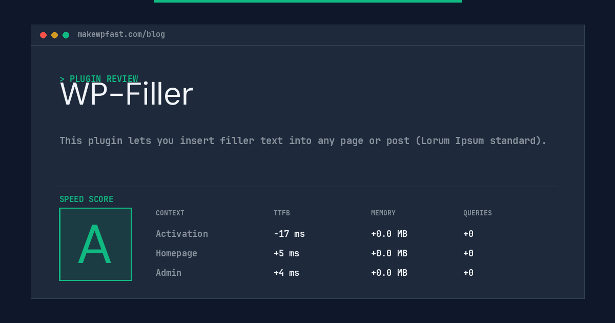 WP-Filler - MakeWPFast