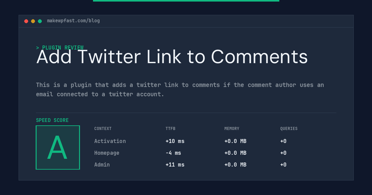 Add Twitter Link to Comments - MakeWPFast
