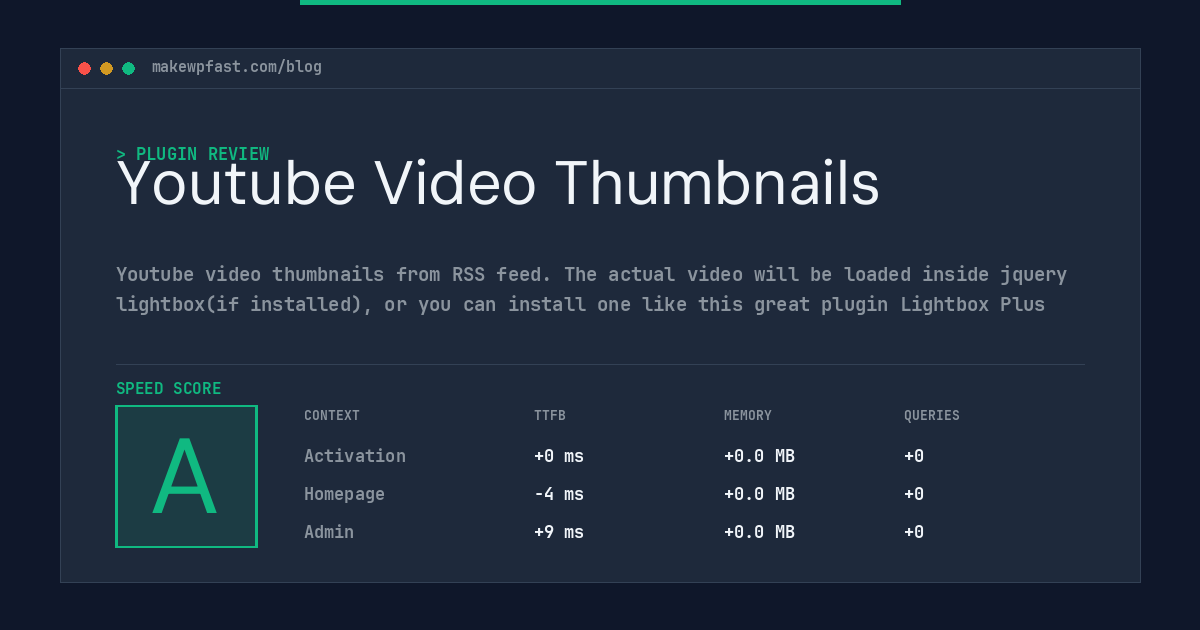 Youtube Video Thumbnails - MakeWPFast