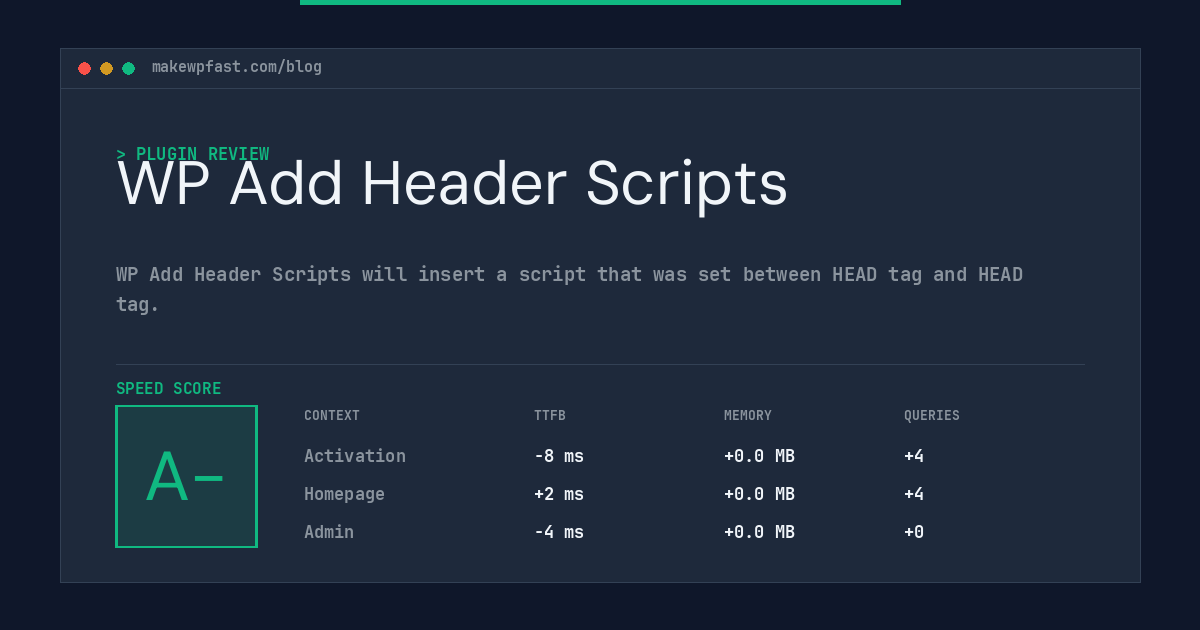 WP Add Header Scripts - MakeWPFast