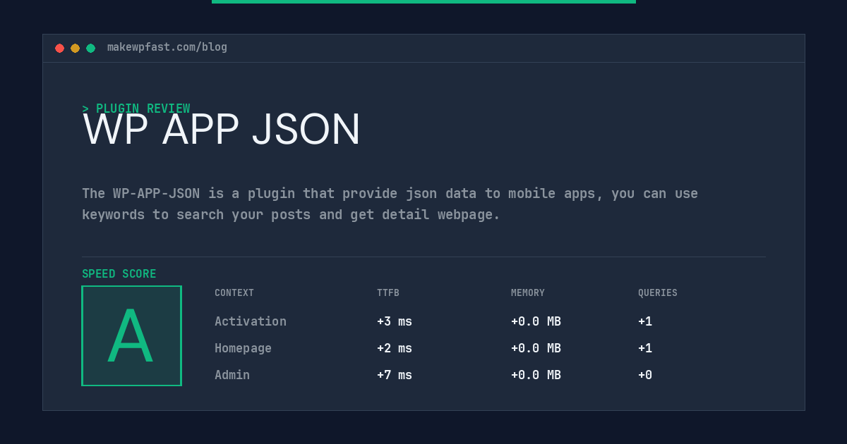 WP APP JSON - MakeWPFast