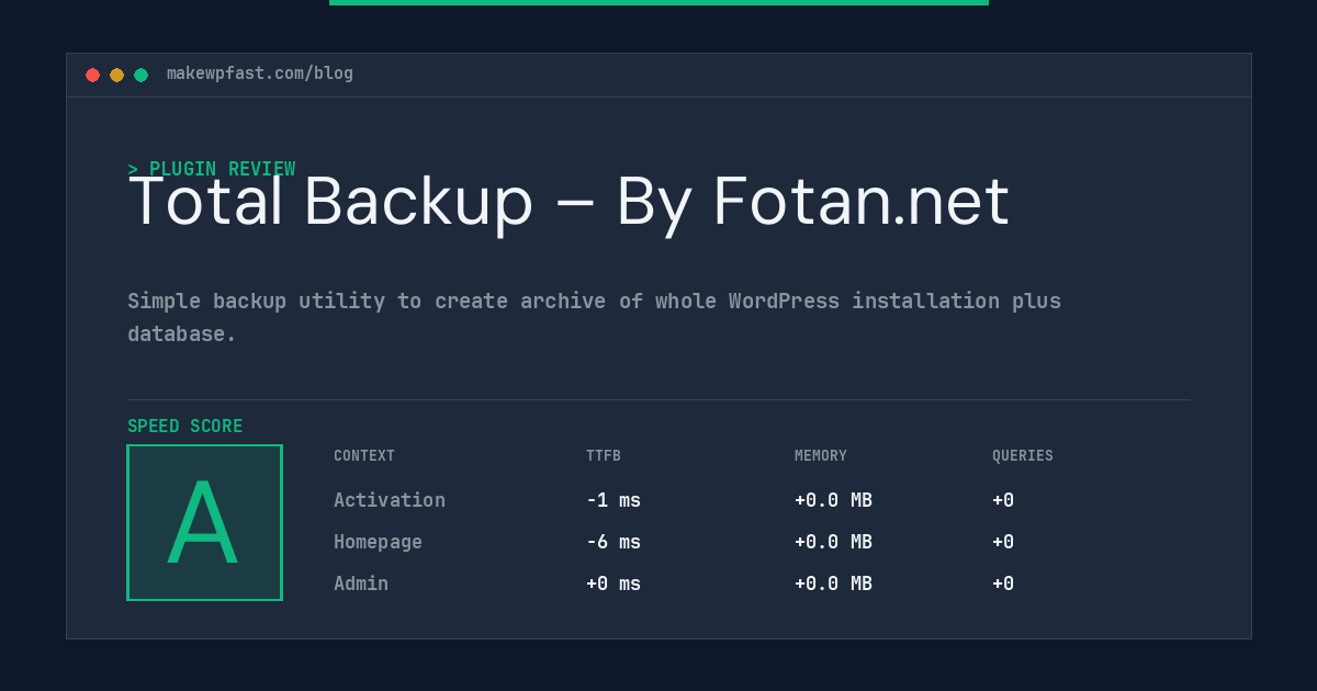 Total Backup – By Fotan.net - MakeWPFast