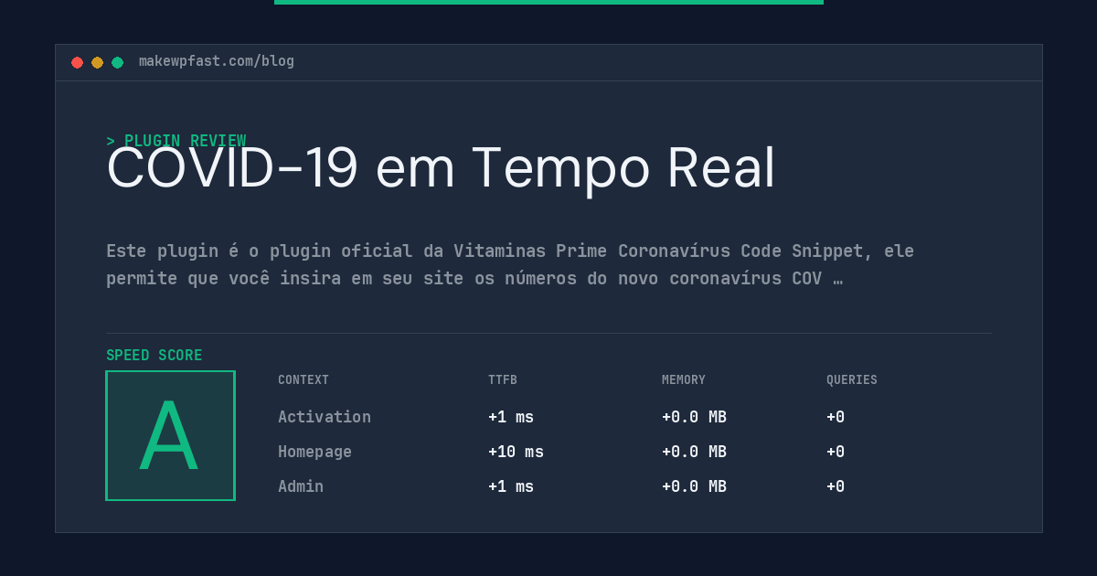 COVID-19 em Tempo Real - MakeWPFast