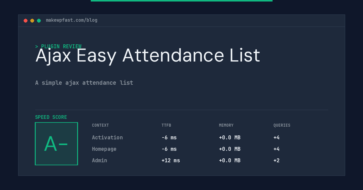 Ajax Easy Attendance List - MakeWPFast