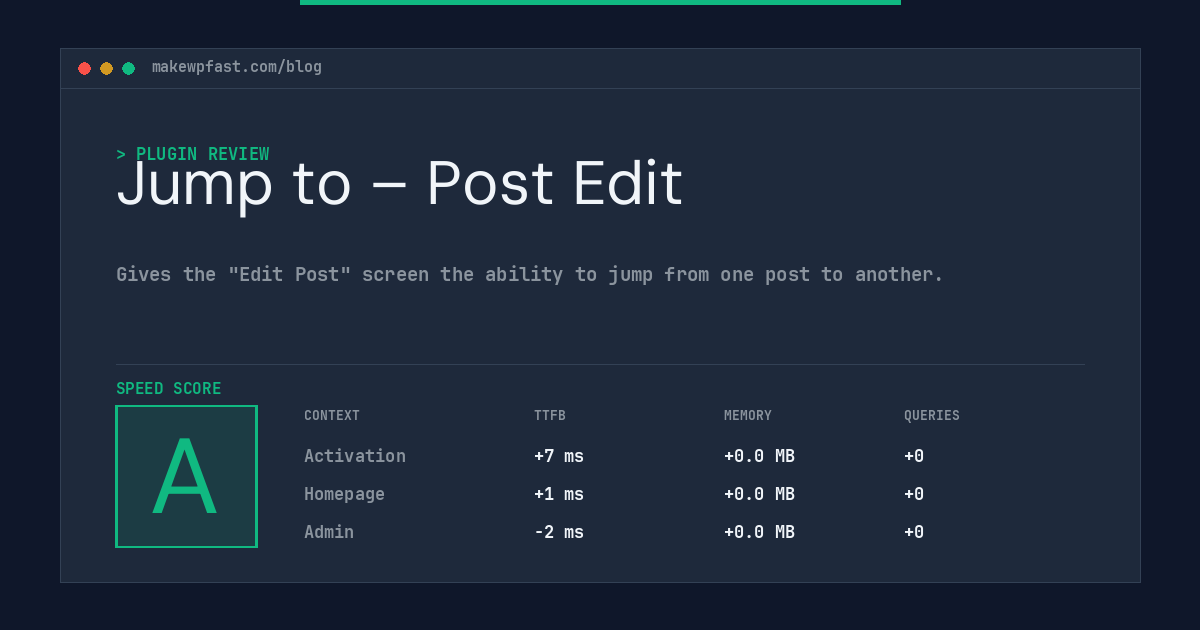 Jump to – Post Edit - MakeWPFast