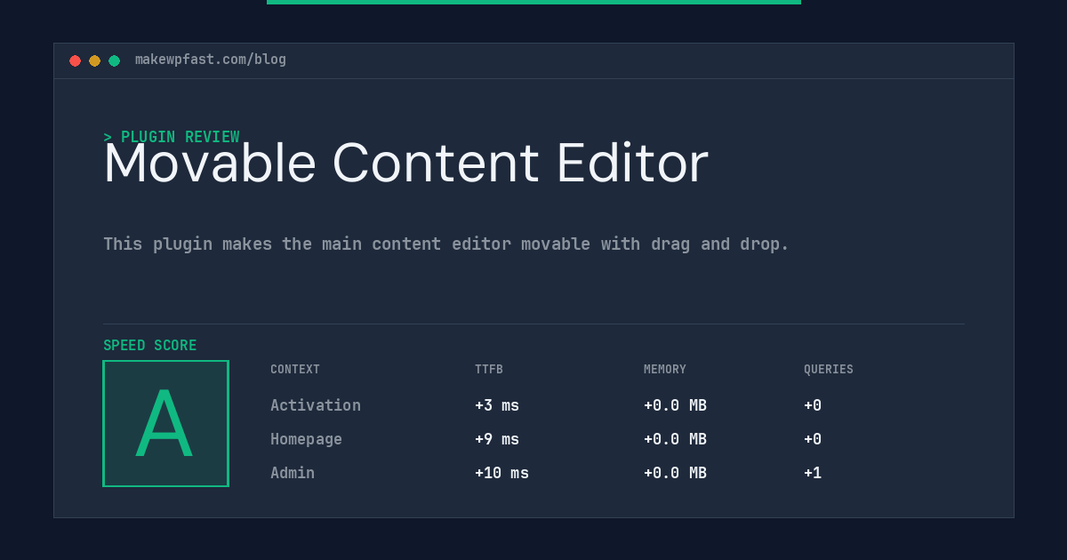 Movable Content Editor - MakeWPFast