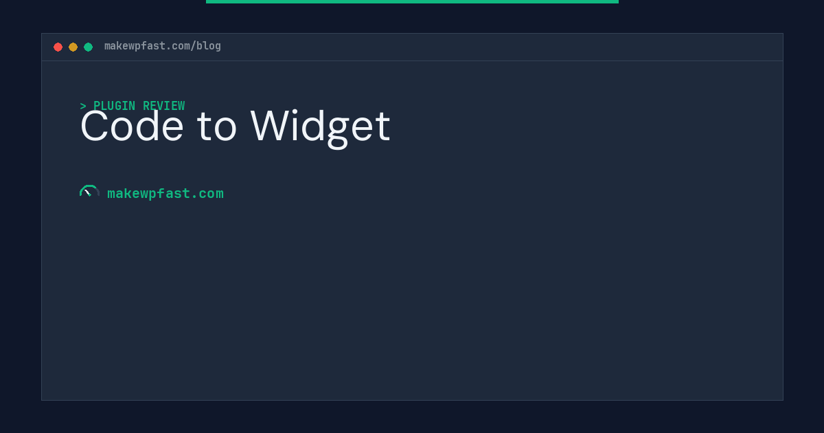 Code to Widget - MakeWPFast