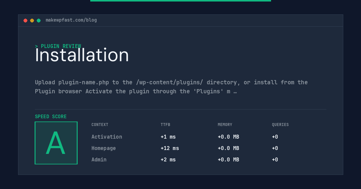 Installation - MakeWPFast