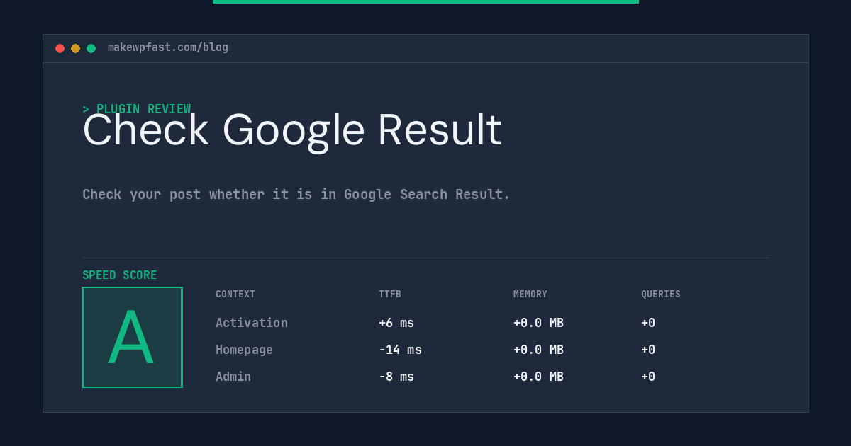 Check Google Result - MakeWPFast