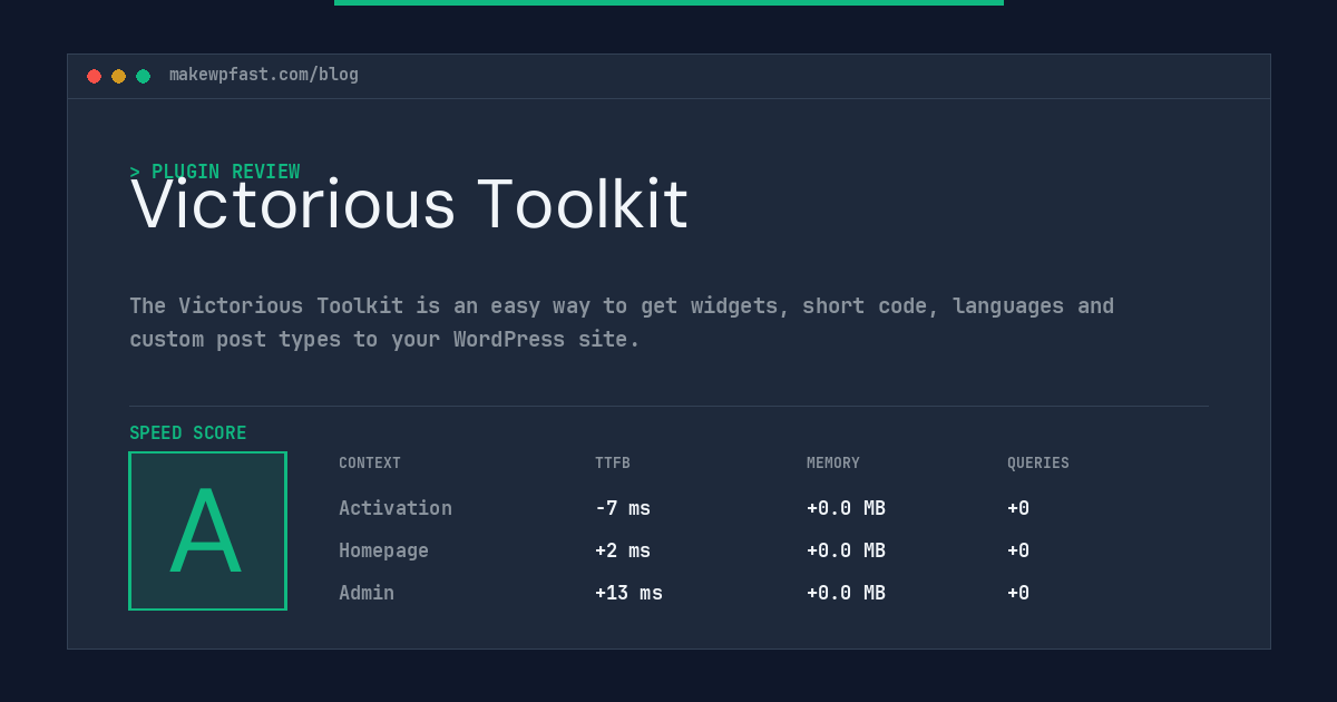 Victorious Toolkit - MakeWPFast