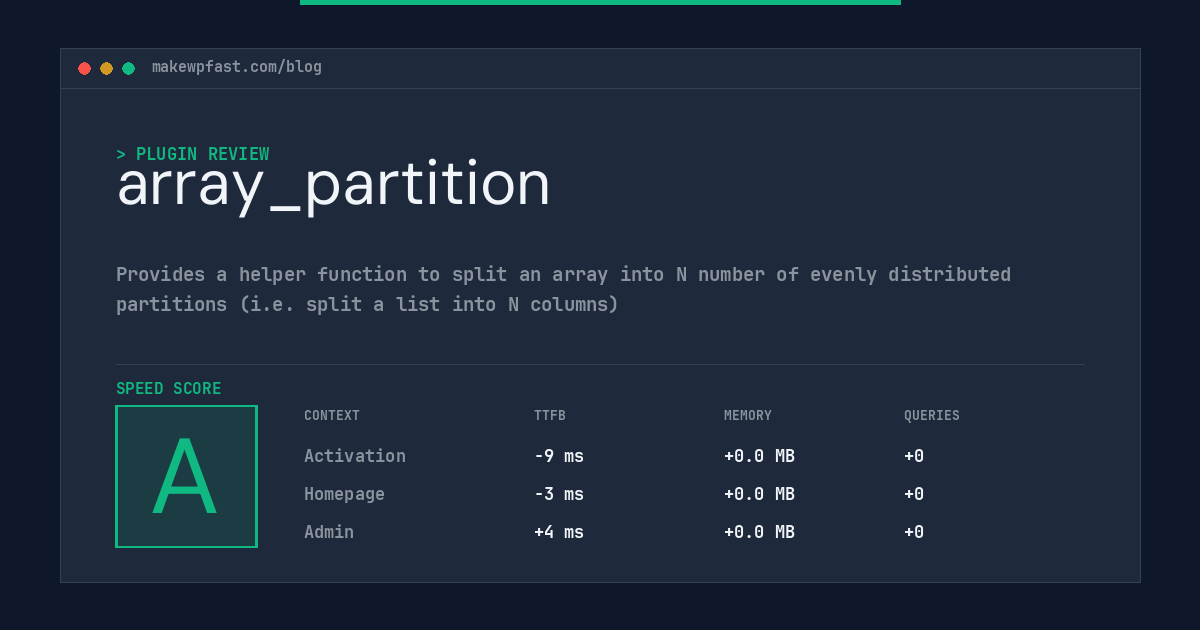 array_partition - MakeWPFast